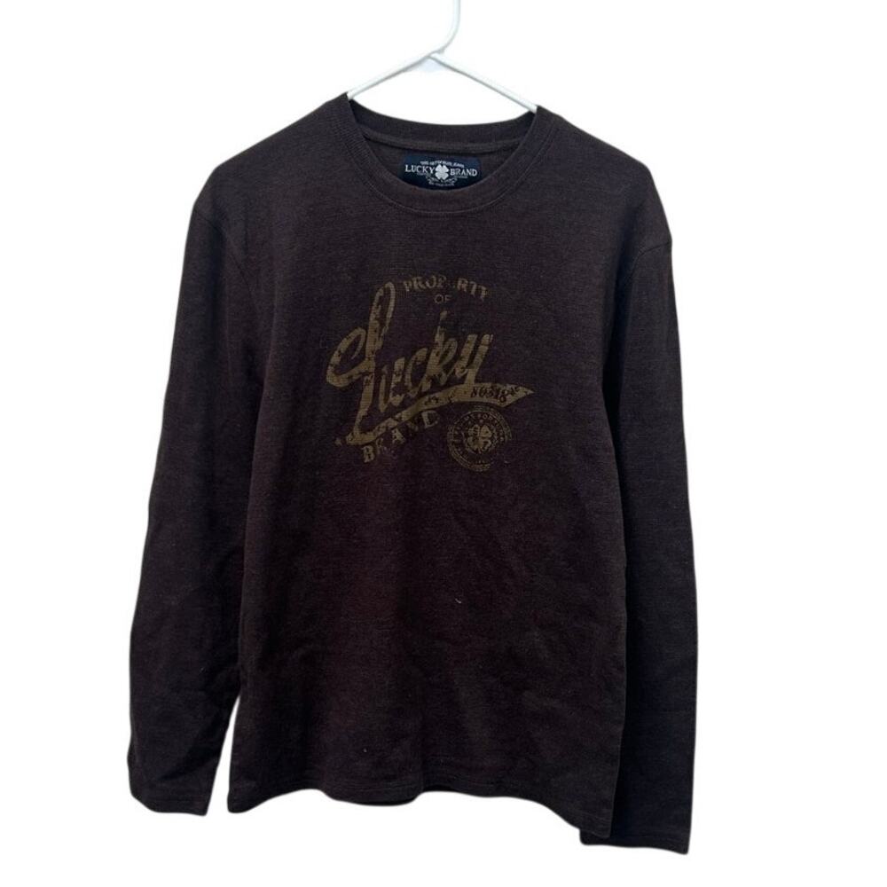 Lucky Brand Men’s Vintage Brown Graphic Thermal Shirt size XL